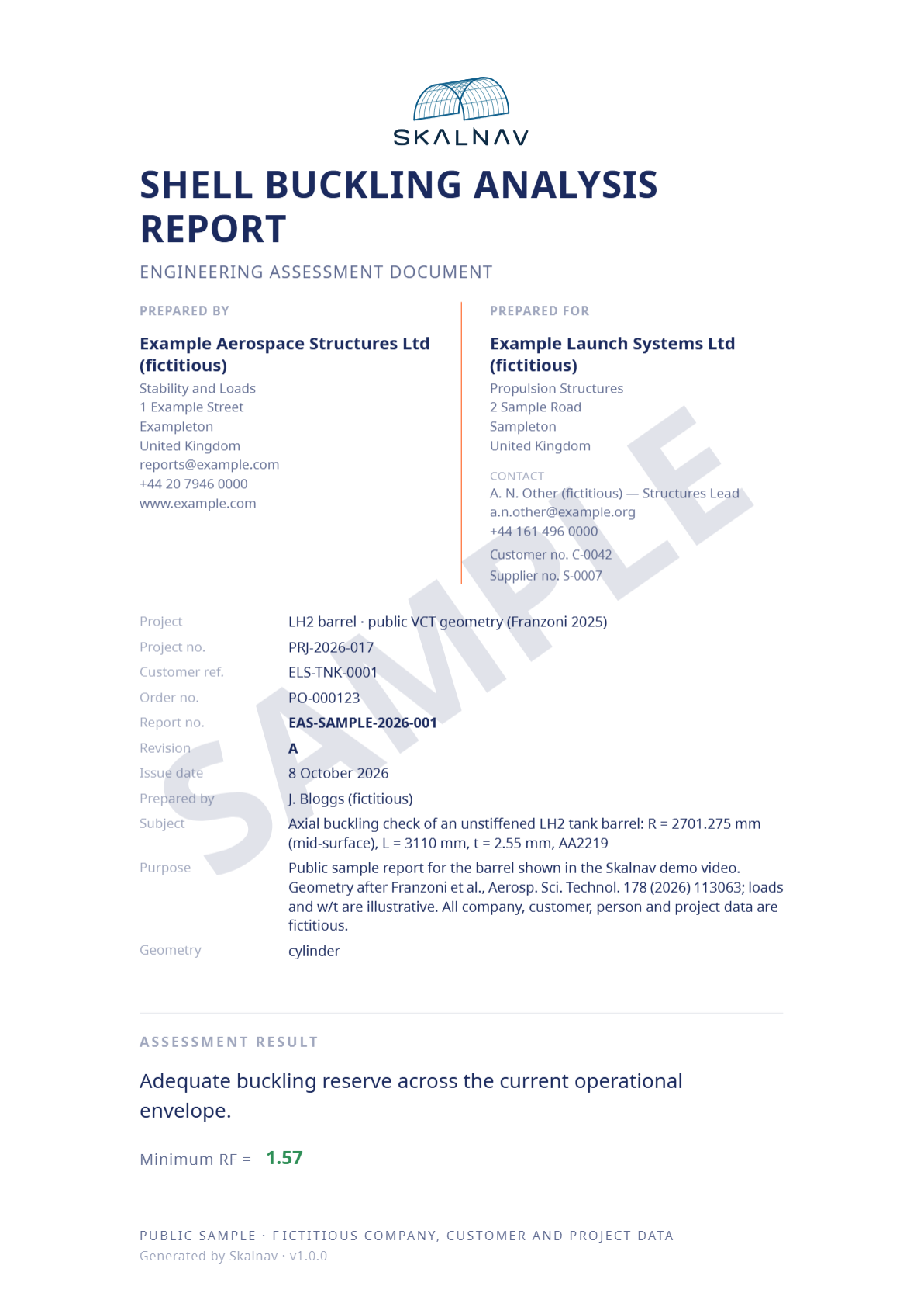 First page of the exported report (public sample)